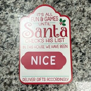 Christmas Nice/Naughty Wood Decoration
